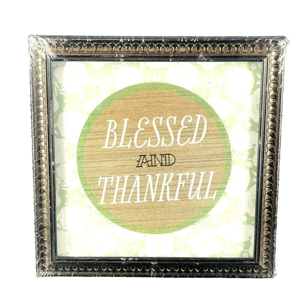 Blessed & Thankful Framed Wall Art With Decorative Pattern